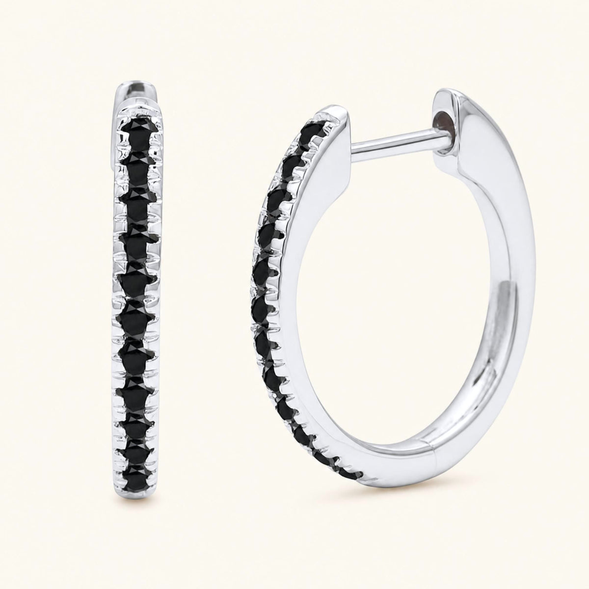 Ujala black diamond hoops in white gold