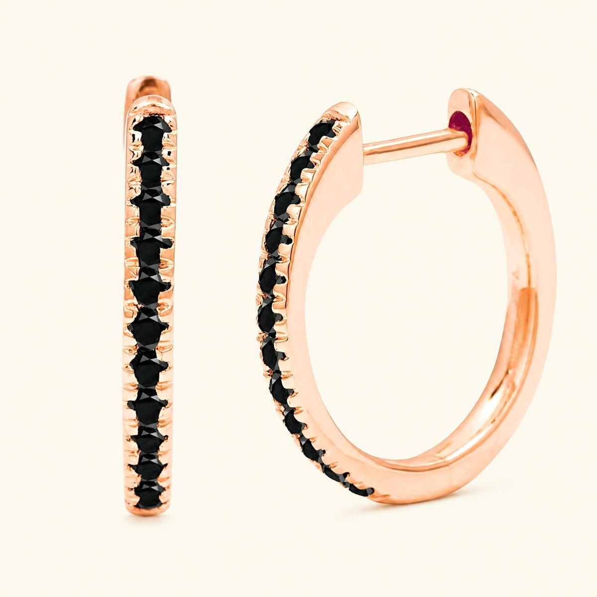 Ujala black diamond hoops in rose gold