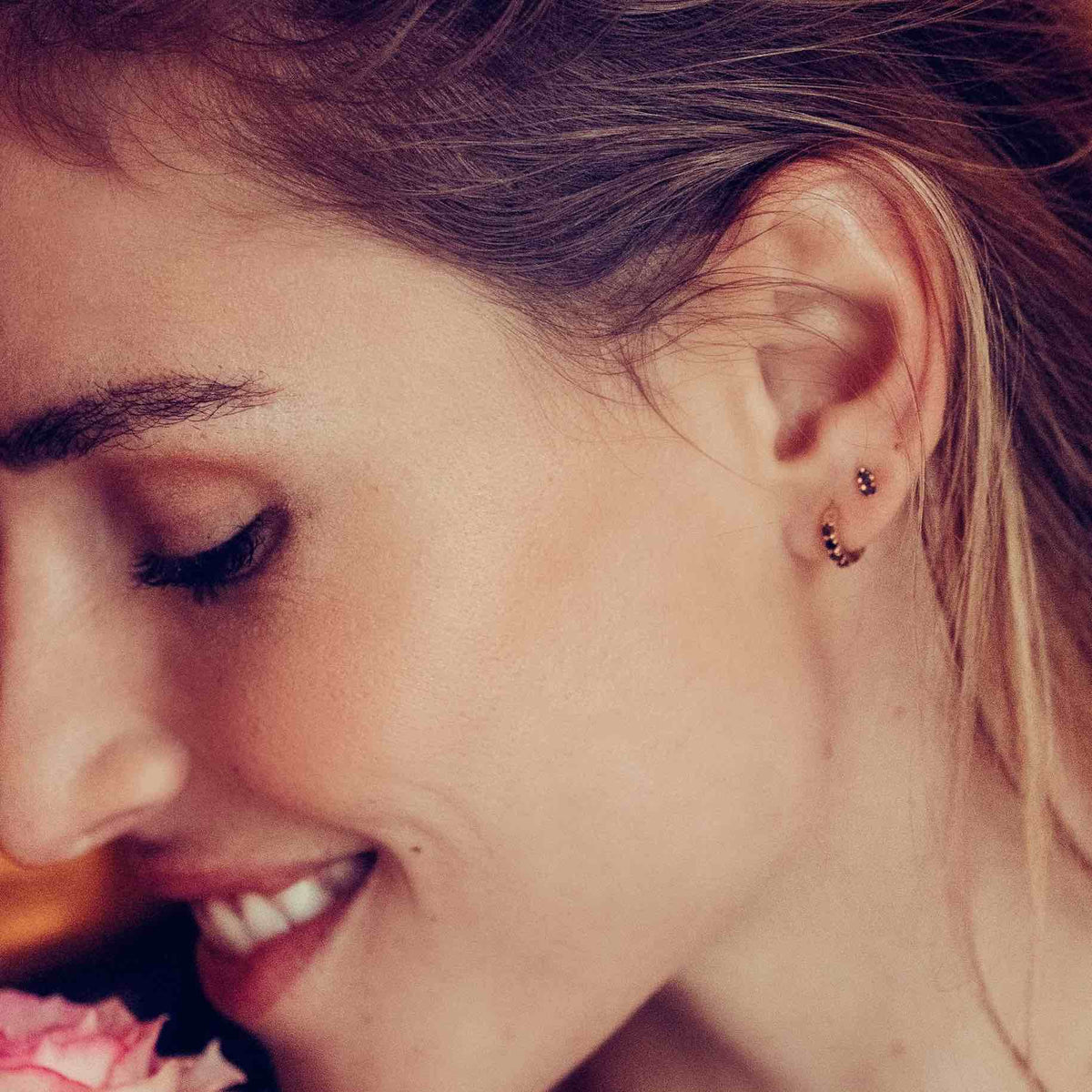 18K vermeil earrings with black diamonds