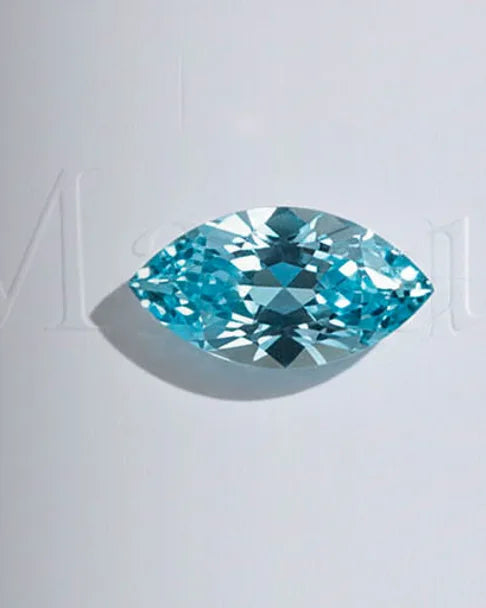 Turquoise-blue marquise cut aquamarine, the birthstone of March in fine jewellery