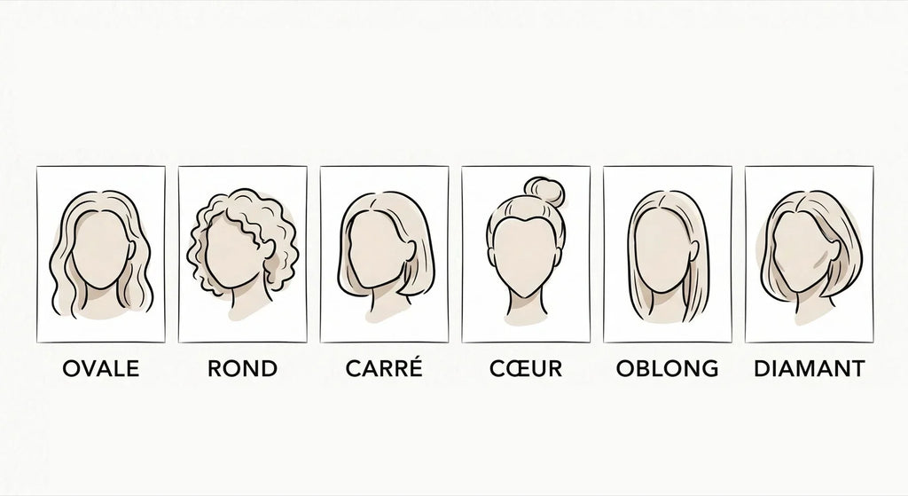 Infographic of the six face shapes and the recommended jewellery for each