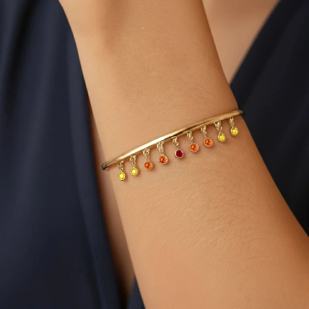 Megha bangle sunset sapphire yellow gold women