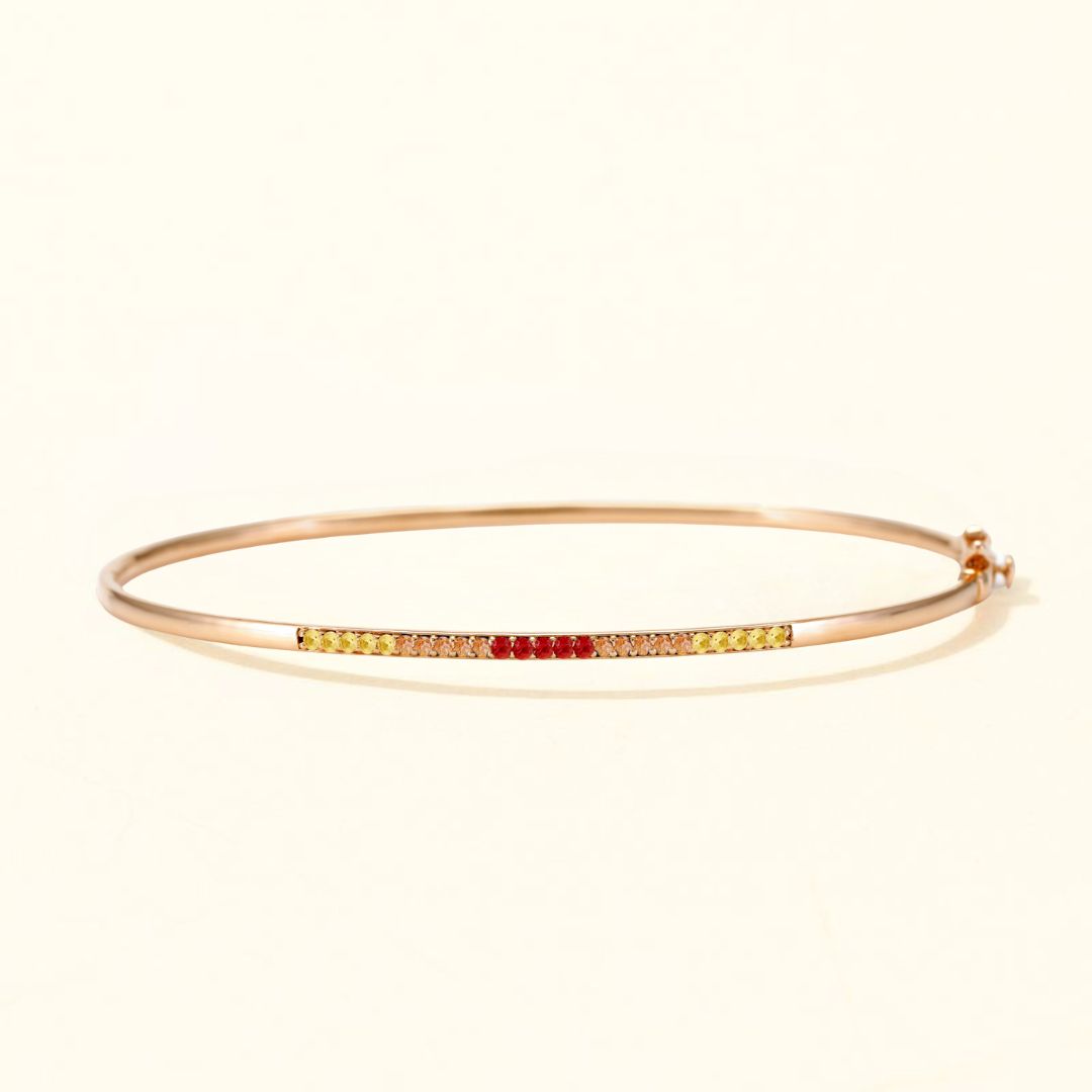 Tarang sapphire sunset bangle 18 carat pink gold