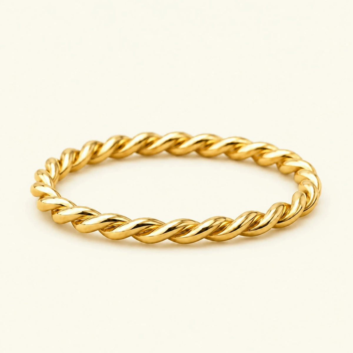 Musubi twisted wedding band in 18k yellow gold, fine rope-effect ring