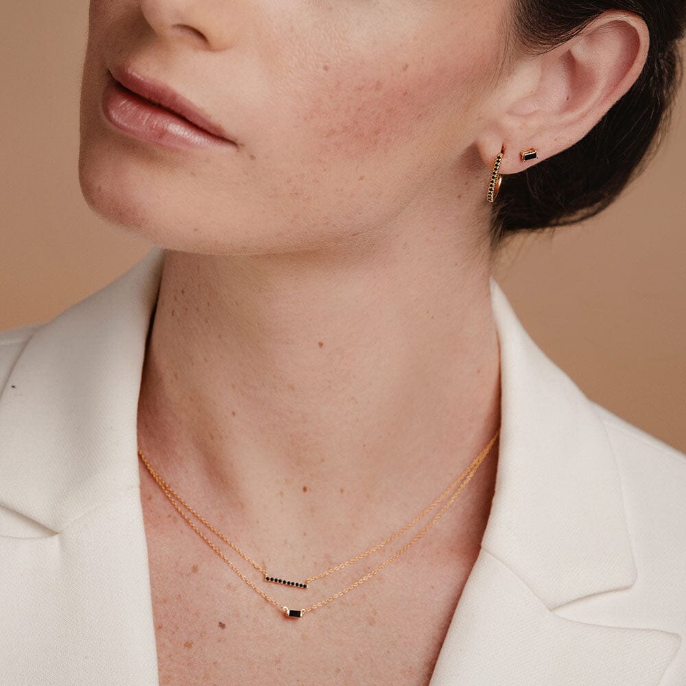black diamond barrette necklace and earrings set