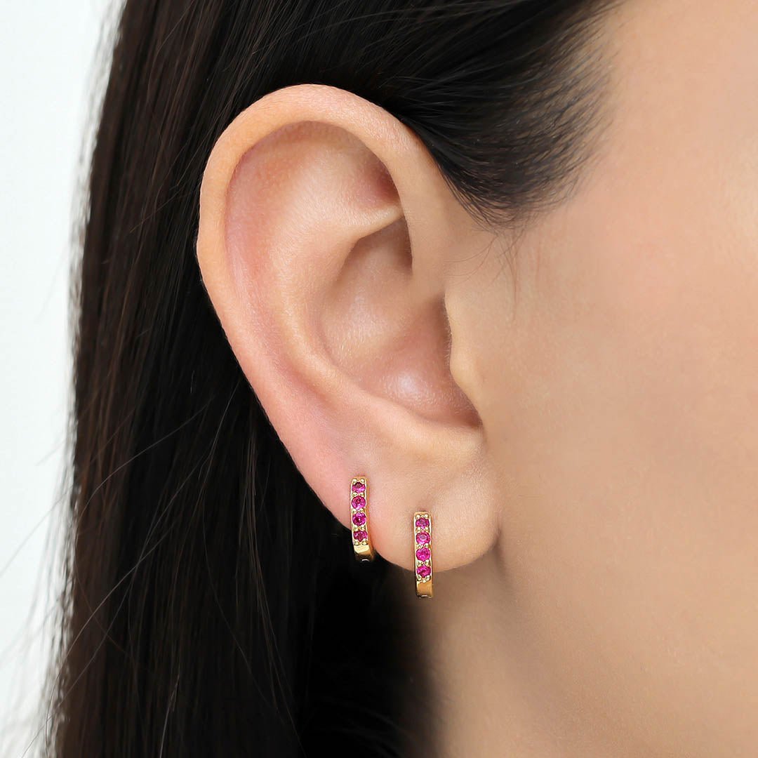 18-carat vermeil ruby ​​hoop earrings