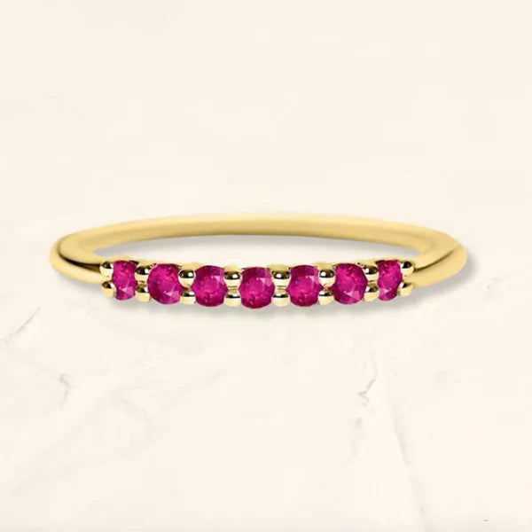 Vadha ring in 18K yellow gold set with natural rubies by Mayuri