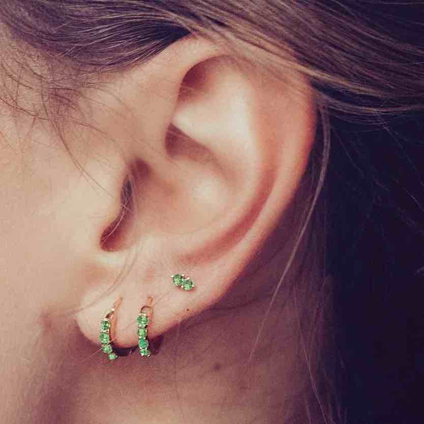 emerald green hoop earrings